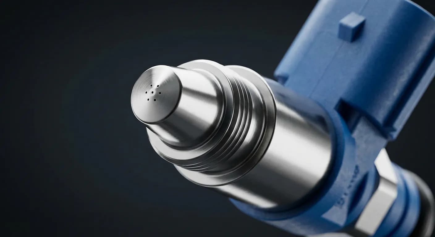 Injecteur AdBlue 308 : Le guide complet pour le réparer Gros plan iconique d'un injecteur AdBlue neuf et brillant sur fond minimaliste, illustrant la pièce maîtresse du système.