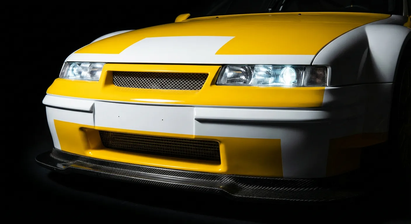 Opel Calibra DTM : Histoire de l'Icône V6 4x4 (1996) Gros plan sur la face avant de l'Opel Calibra DTM